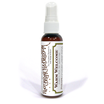 Photo of our latest product "Warm Welcome" Aromatic Mist for Gatherings 2oz spray for bottle for $12. Aromatic Mist for Gatherings Instantly transform any room into an enchanted space for festive gatherings. Made with: Distilled Water, Ethyl Alcohol & The Essential Oils of Eucalyptus (Globulus), Clove Bud, Lavender Population, Cinnamon Leaf, Thyme ct Linalool (Thymus vulgaris) & Red Juniper Wood (Juniperus oxycedrus) Instructions: Spray this aromatic mist all around your home to create a festive and receptive atmosphere. Transform those musty corners and drafty passages into warm havens and welcoming entryways.